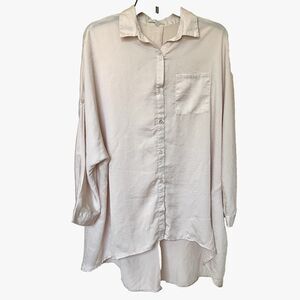 Veveret Blouse Women’s 2XL 3/4 Sleeve Button Up Petal Pink High Low Hem